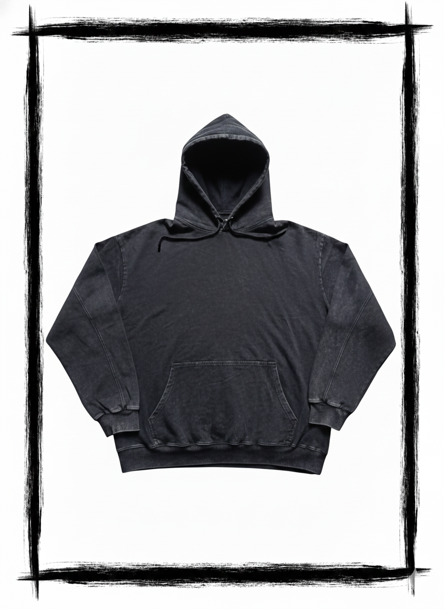 Hoodie Acid Wash Negro
