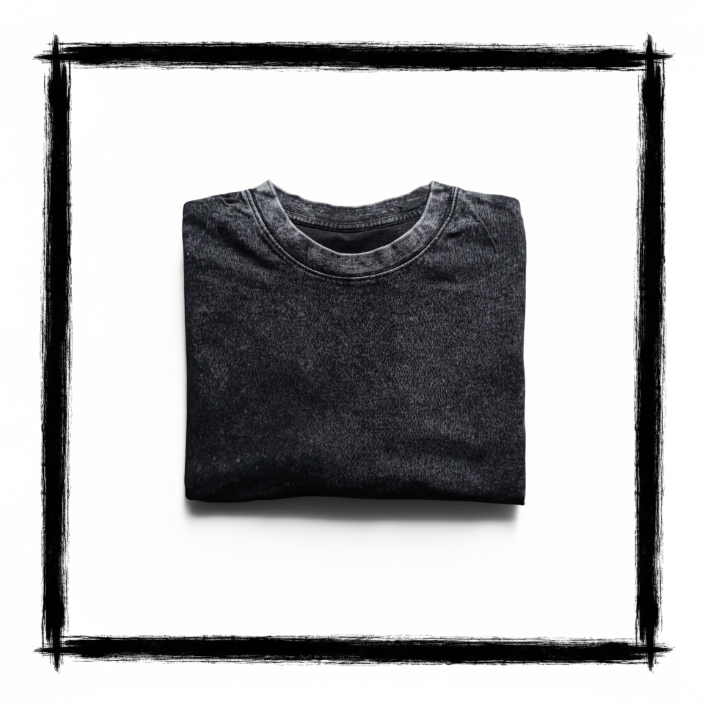 Playera Acid Wash Negra 230 Gramos