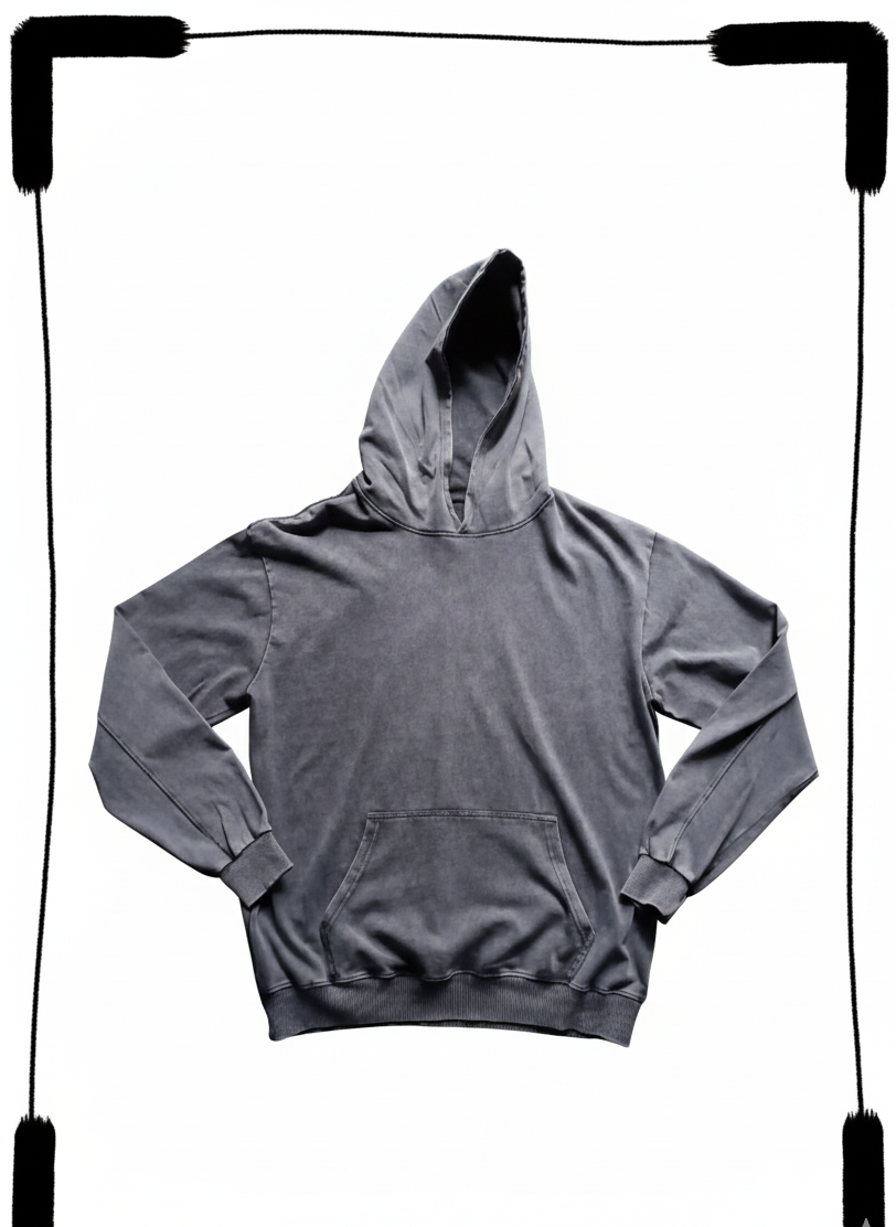 Hoodie Acid Wash Gris